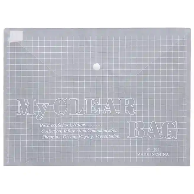 Mapă-plic A4 "My Clear Bag" din plastic dens, cu buton, albă