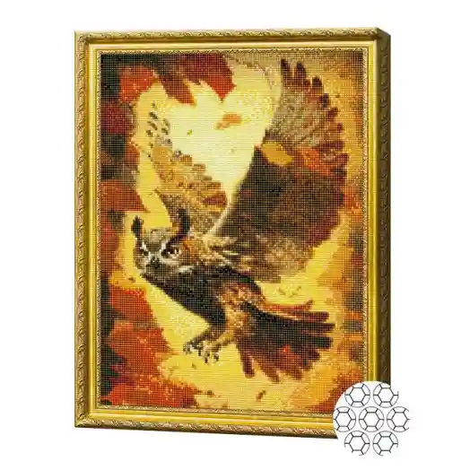 Zborul buhei 40x50 cm, mozaic cu diamante