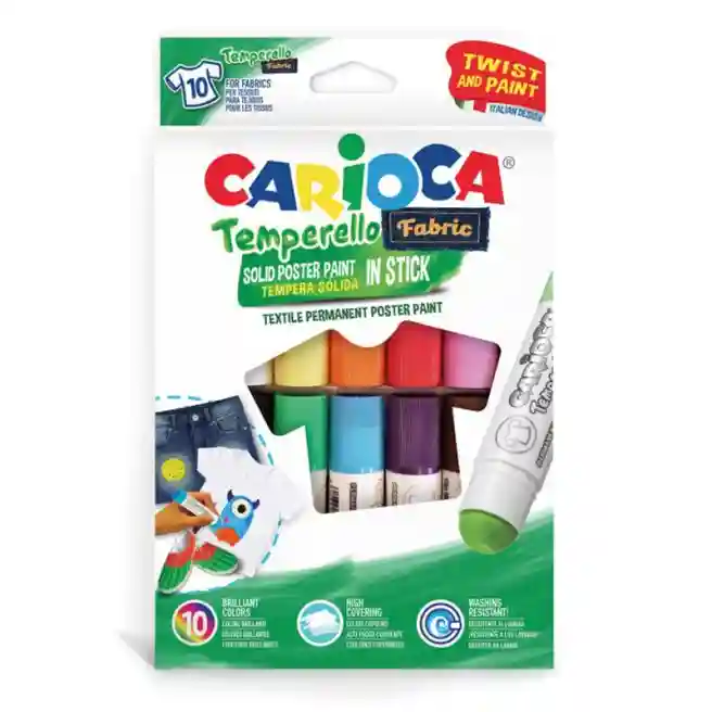 Tempera solidă Carioca Temperello 10 buc, pentru textil