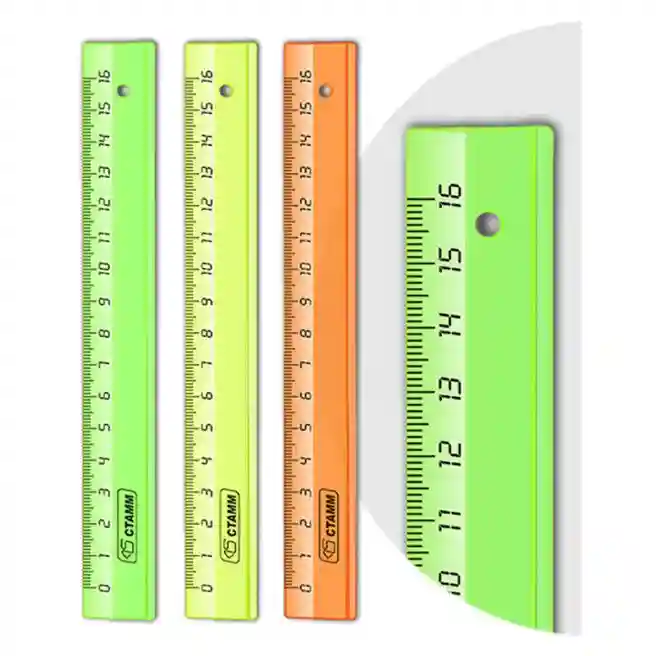 Riglă 16 cm STAMM NEON Cristal transparentă