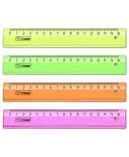 Riglă 16 cm STAMM NEON Cristal transparentă