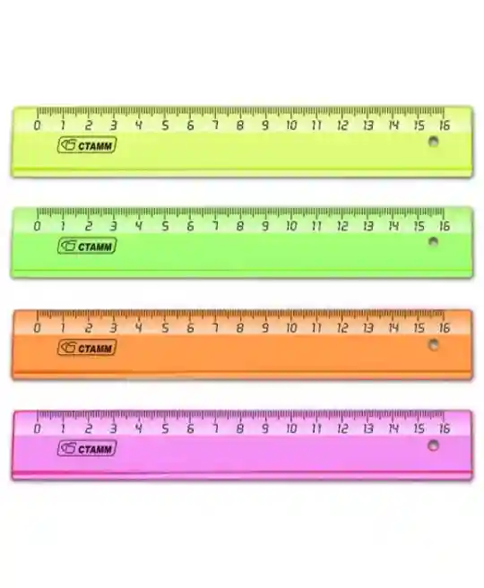 Riglă 16 cm STAMM NEON Cristal transparentă