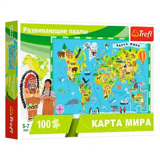 TF Puzzle "100 Educational - World Map"(ru), cod 40195