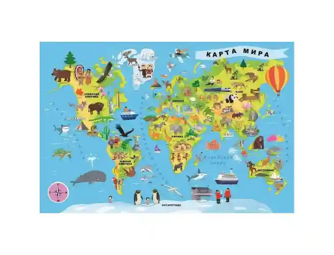 TF Puzzle "100 Educational - World Map"(ru), cod 40195