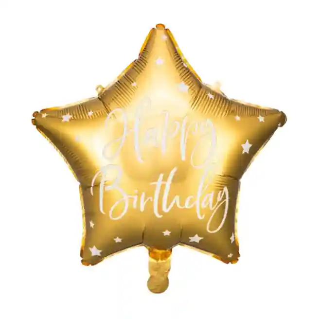 Balon de folie Happy Birthday, 40 cm (14), auriu