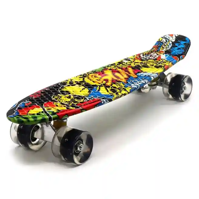 Penny board cu lumină YB-104 Graffiti craniu, cod 136695