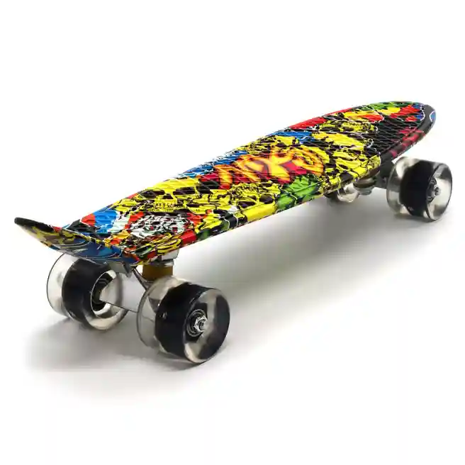 Penny board cu lumină YB-104 Graffiti craniu, cod 136695