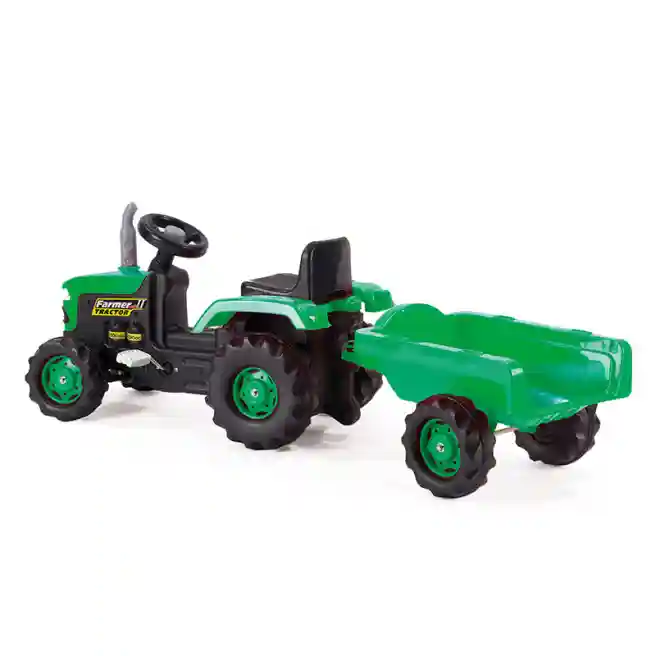 DL Tractor cu pedale si remorca Ranchero verde negru, cod 42463