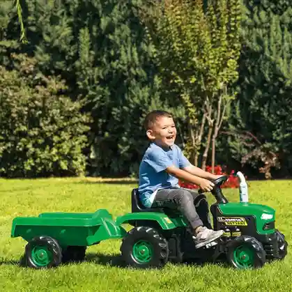 DL Tractor cu pedale si remorca Ranchero verde negru, cod 42463