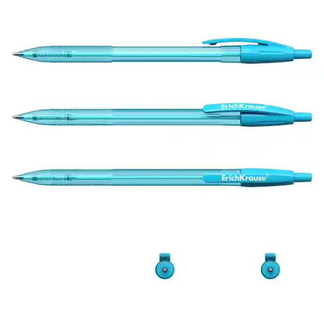 Pix bilă cu buton ErichKrause 0,7mm, R-301 Spring Matic albastru