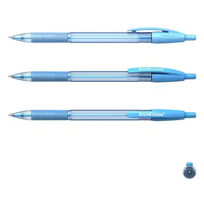 Ручка шариковая ErichKrause на кнопке 0,7 мм R-301 Spring Matic&Grip, синяя
