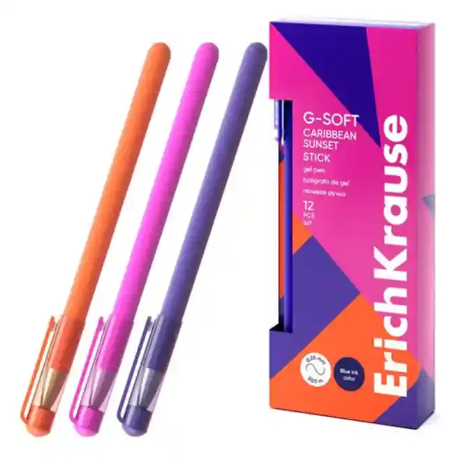 Ручка гелевая ErichKrause 0,38 мм G-SOFT Caribbean Sunset gel, синяя