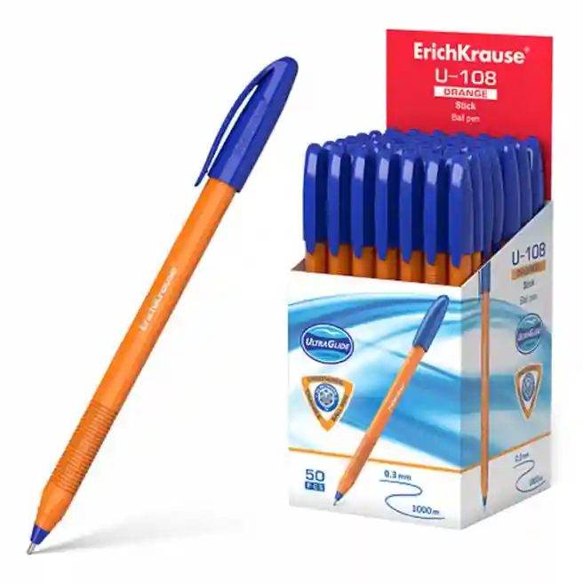 Pix cu bilă ErichKrause 1 mm, U-108 Orange Stick albastru