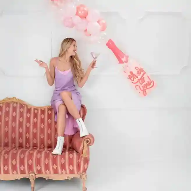 Balon folie figurină Șampanie roz "Cheers to you", 38 x 97 см (15 x 38)