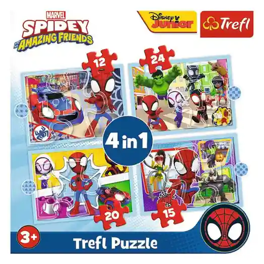 TF Пазлы  "4в1 (12, 15, 20, 24)" - Spidays team / Spiday and his Amazing Friends, код 50170