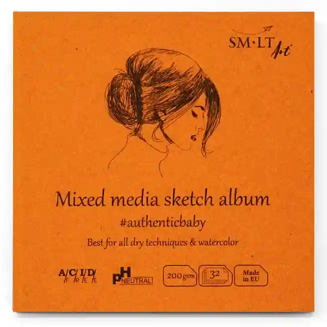 SMLT Скетчбук Mixed media 9x9см, 32 листа, 200 г