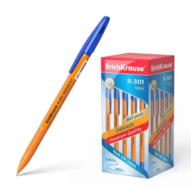 Pix cu bila Erich Krause R-301 Orange Stick, albastru 0,7mm