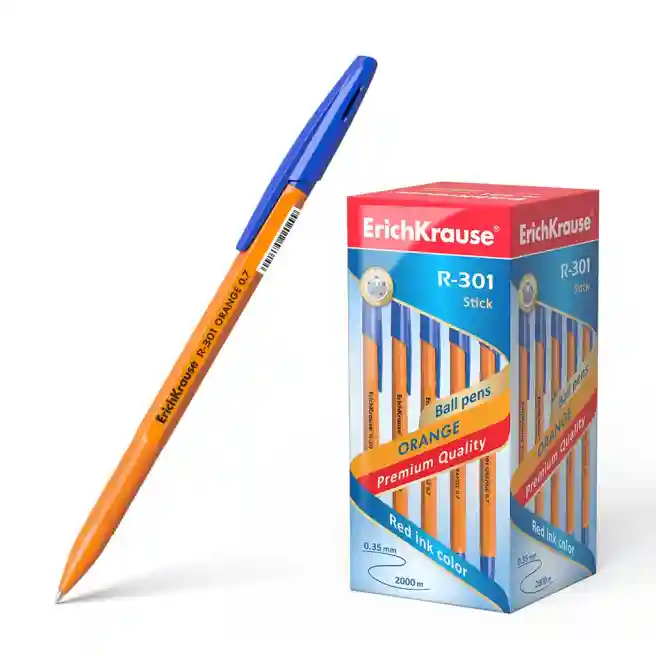 Pix cu bila Erich Krause R-301 Orange Stick, albastru 0,7mm