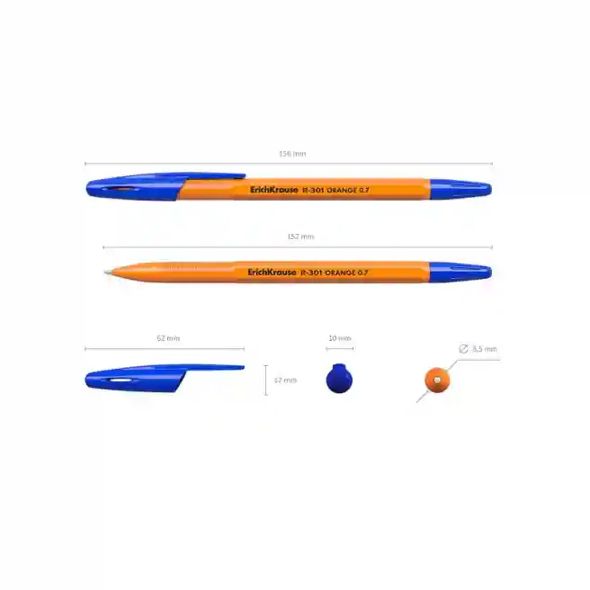 Pix cu bila Erich Krause R-301 Orange Stick, albastru 0,7mm