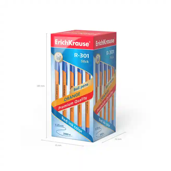 Pix cu bila Erich Krause R-301 Orange Stick, albastru 0,7mm