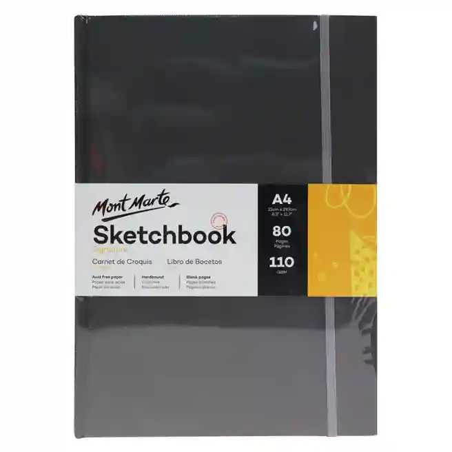 Sketchbook cu elastic A4, 110 gsm, 80 foi dry media