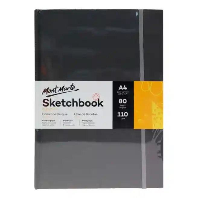 Sketchbook cu elastic A4, 110 gsm, 80 foi dry media
