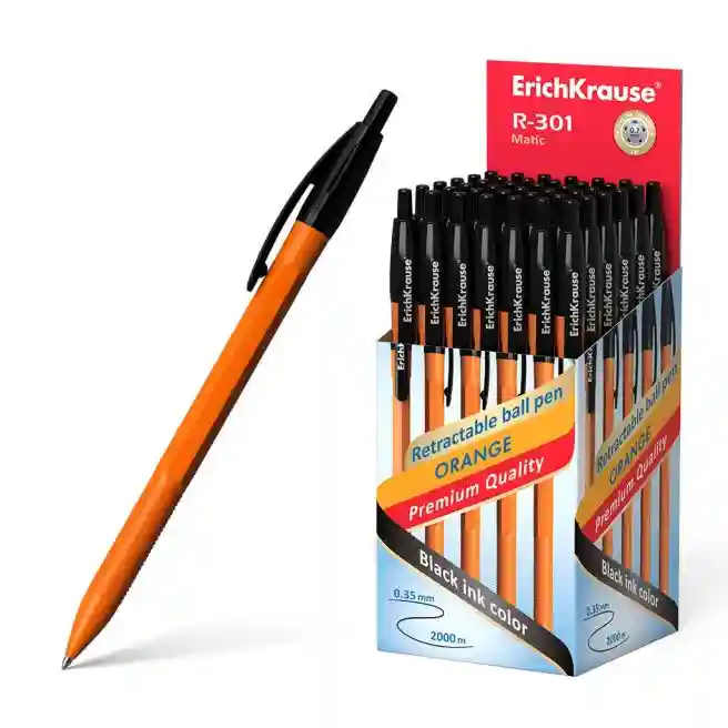 Pix bila cu buton Erich Krause 0.7mm,  R-301 Orange Matic negru