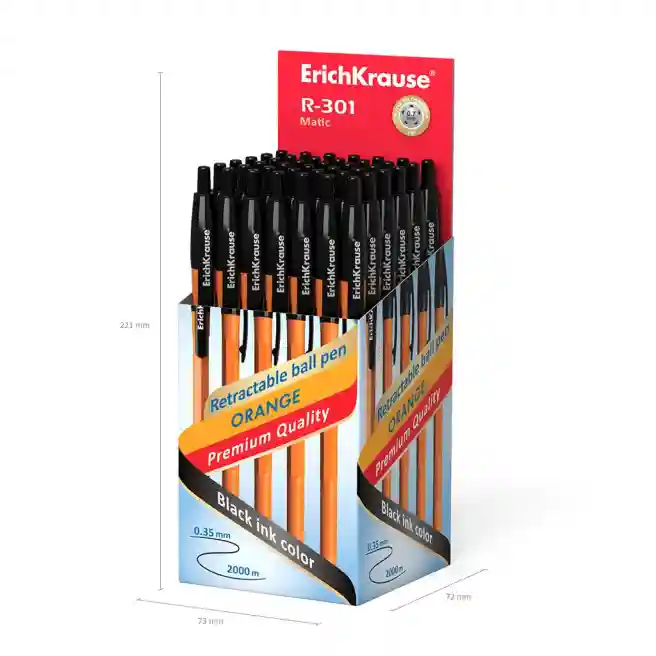 Pix bila cu buton Erich Krause 0.7mm,  R-301 Orange Matic negru