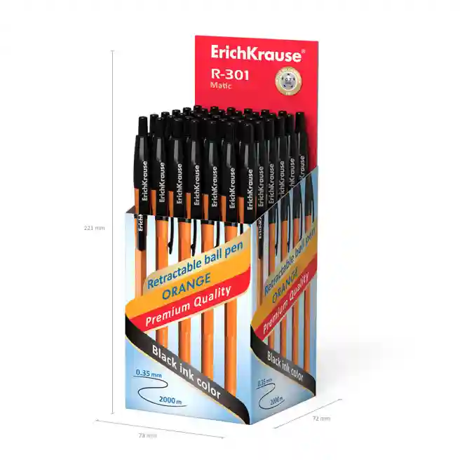 Pix bila cu buton Erich Krause 0.7mm,  R-301 Orange Matic negru