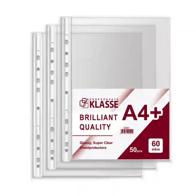 Folii de protecție Klasse Super Clear, A4/60 mkm, 50 buc./cutie