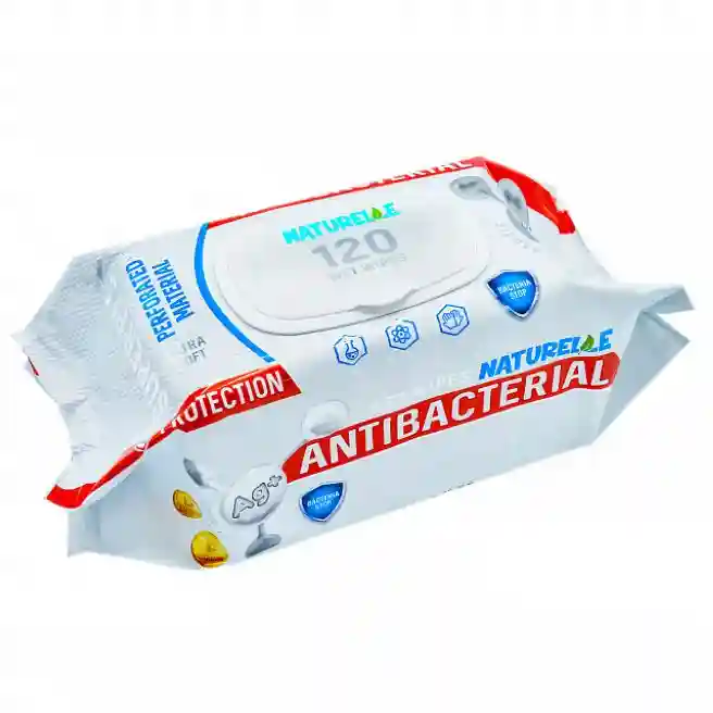 Șervețele umede, 120 bucăți, cu capac, d-panthenol, Naturelle Antibacterial