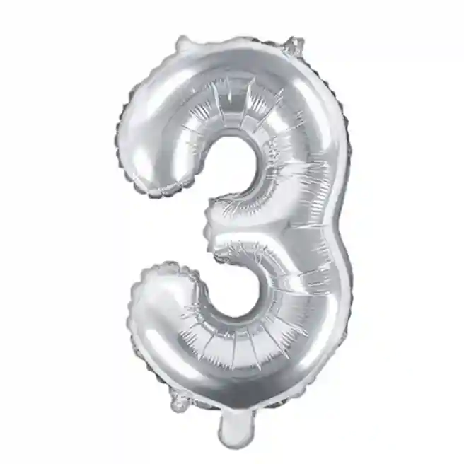 Balon de folie Cifra "3", argint