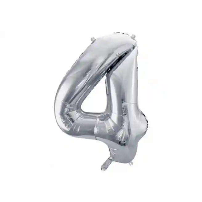 Balon de folie Cifra "4", argint