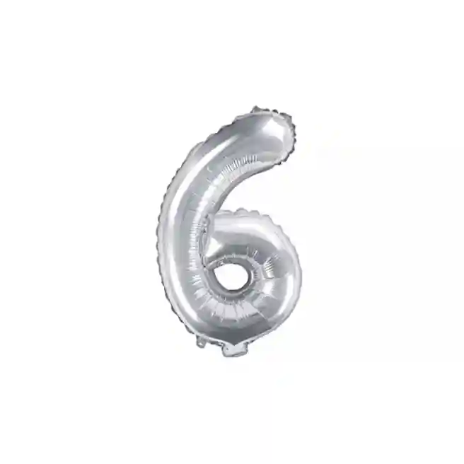 Шар фольгированный Цифра "6", серебро