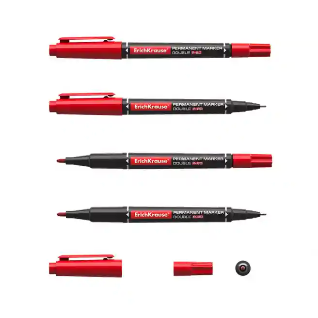 Marker ErichKrause Double P-80  p/u CD/DVD, 2 capete, roșu