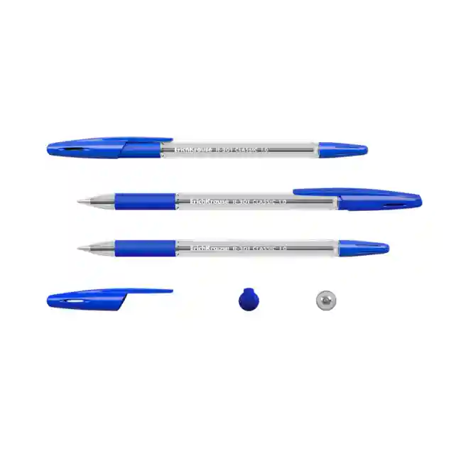 Pix cu bila ErichKrause 1 mm, R-301 Classic Stick&Grip, albastru, set 3 buc