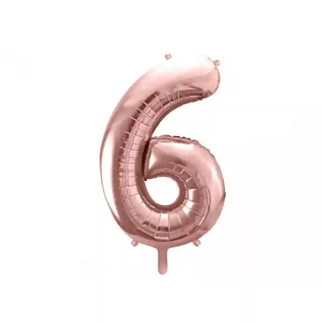 Balon de folie Cifra "6", aur roz