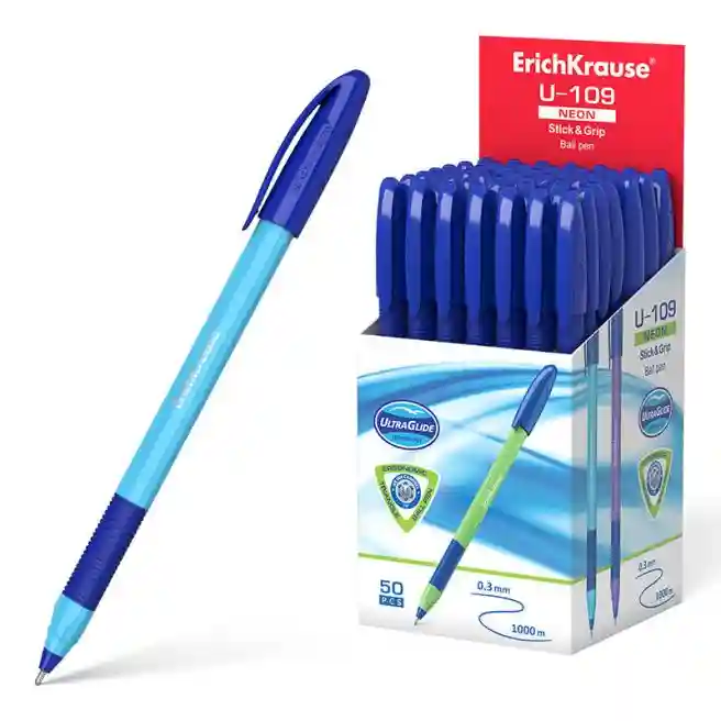 Pix cu bilă  ErichKrause 1 mm UltraGlide Neon U-109, albastru