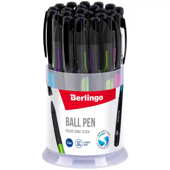 Pix cu bilă Berlingo "Color Zone stick" 0,7mm, albastru, tub cauciucat, asortat