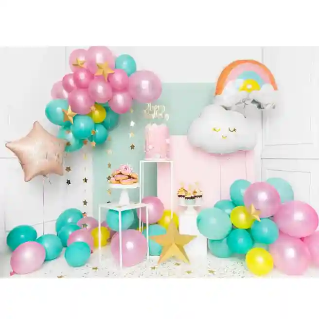 Balon de folie Happy Birthday, 40 cm, roz pudră