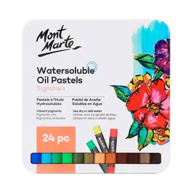 Set pasteluri cu ulei 24 culori, cutie metalică