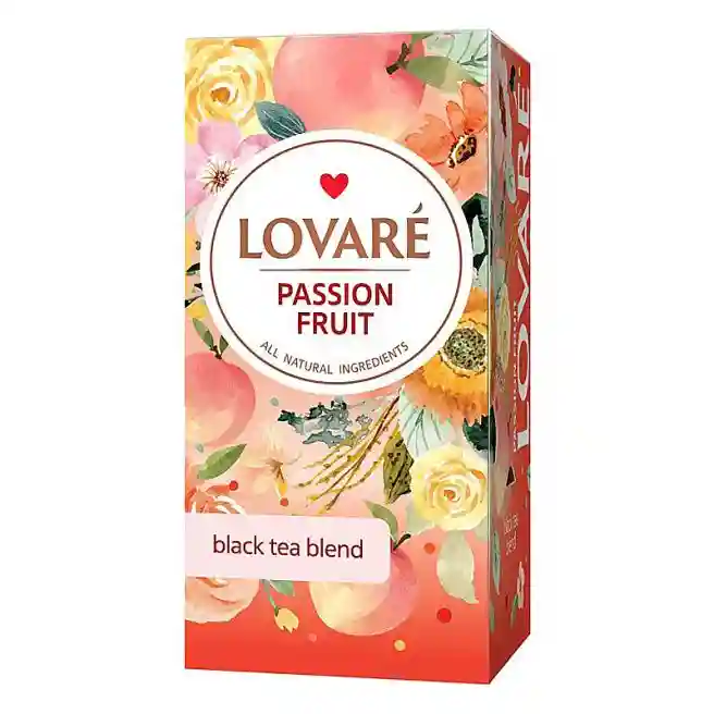Чай LOVARE Passion Fruit 24 пак, черный (персик, ананас)