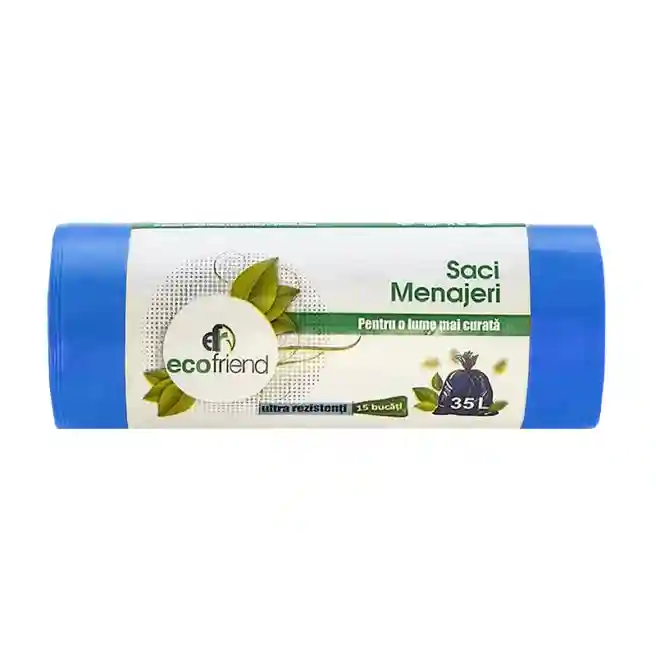 Pungi pentru gunoi 35l./15 buc., 25mkm, Ecofriend, albastru
