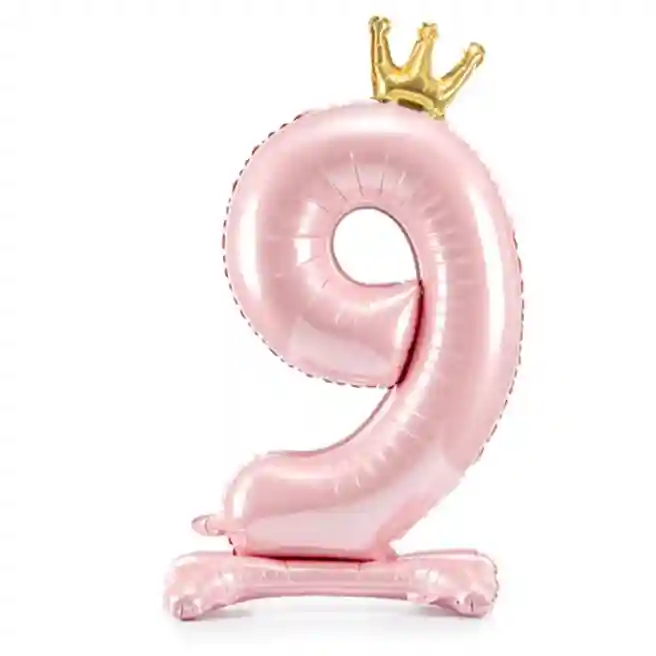 Balon Folie cu Stativ cifra „9”, 84 cm, roz deschis