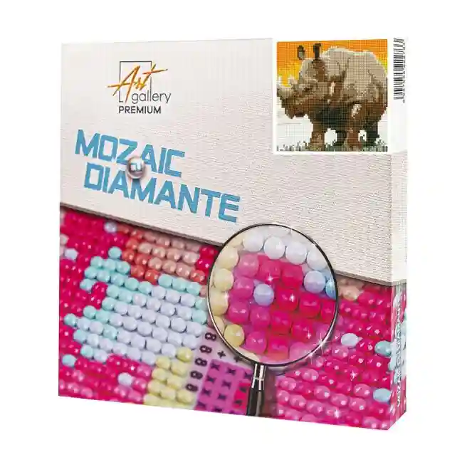 Rinocer, 20x20 cm, mozaic cu diamante