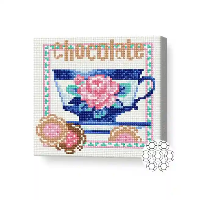 Cană cu ciocolată fierbinte, 20x20 cm, mozaic cu diamante