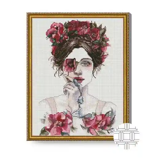 Privirea înflorită, 40x50 cm, mozaic cu diamante pătrate