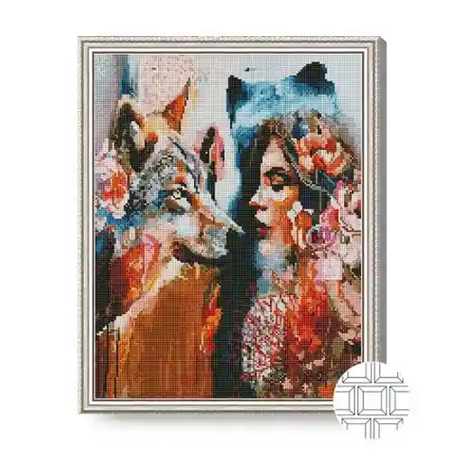 Женщина-волчица, 40x50 см, алмазная мозаика квадратная