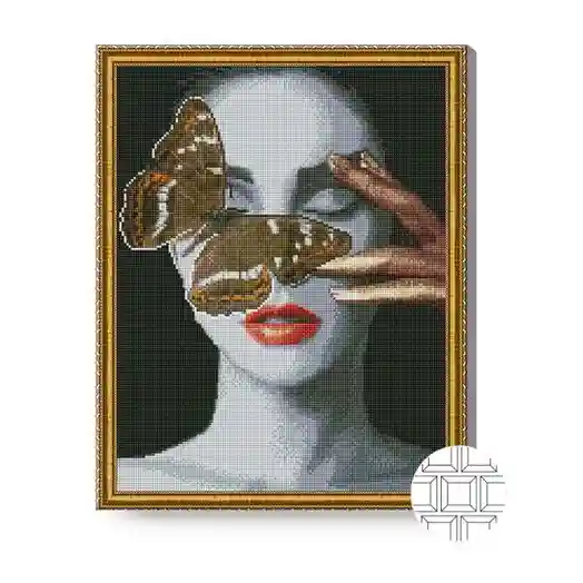 Бронзовая бабочка, 40x50 см, алмазная мозаика квадратная