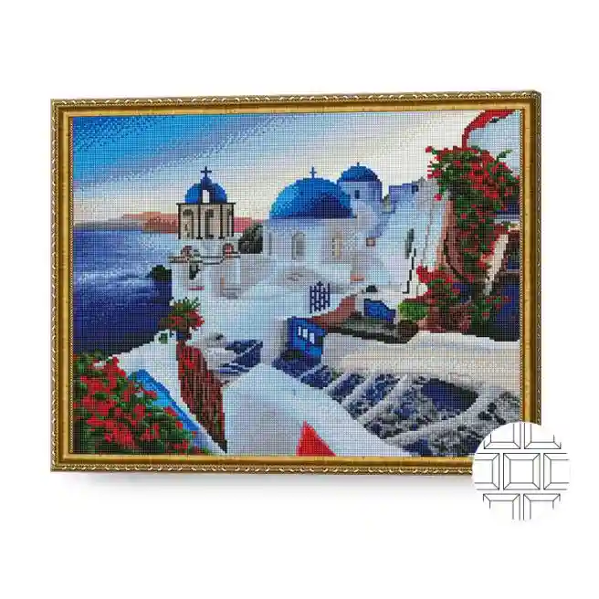 Санторини на закате, 40x50 см, алмазная мозаика квадратная